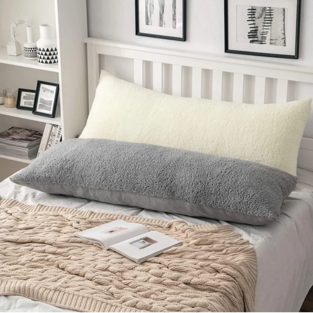 Luxury Home | Cozy Chic Soft Grey Plush Faux Fur Body Pillow Cover