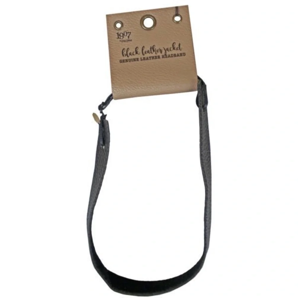 BLACK LEATHER PEBBLED HEADBAND NWT