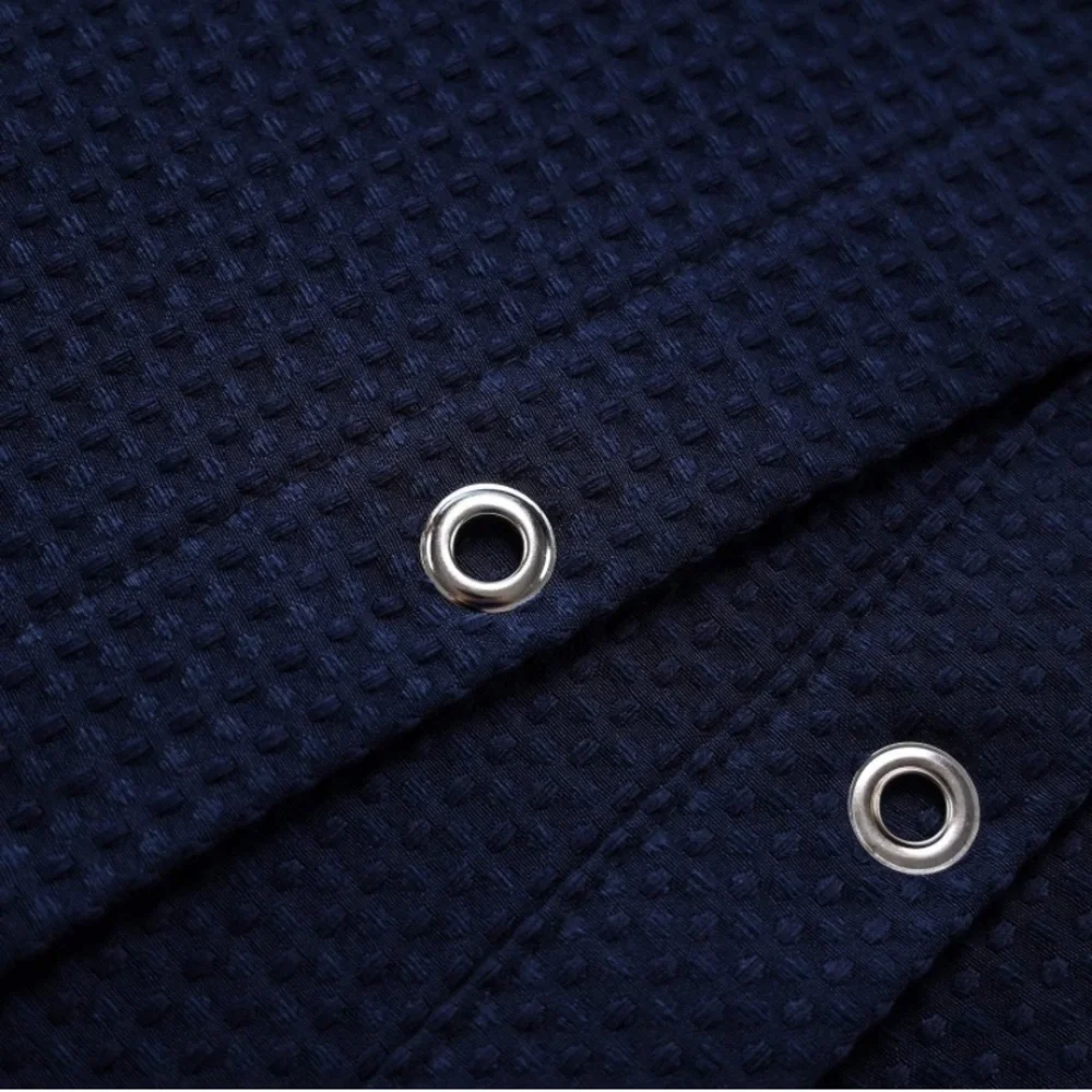 Luxury Home | Navy Blue Waffle Weave Fabric Hotel Series Shower Curtain