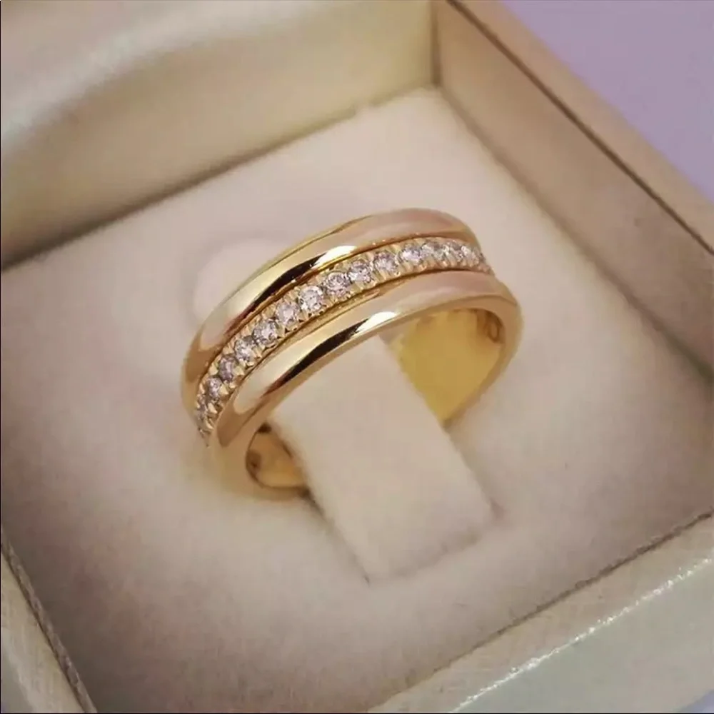 NEW Yellow Gold Plated Wedding Diamond Ring