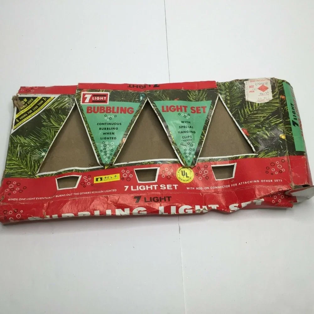 Vintage Christmas 7 Continuous Bubbling Bubble Lights Empty Box