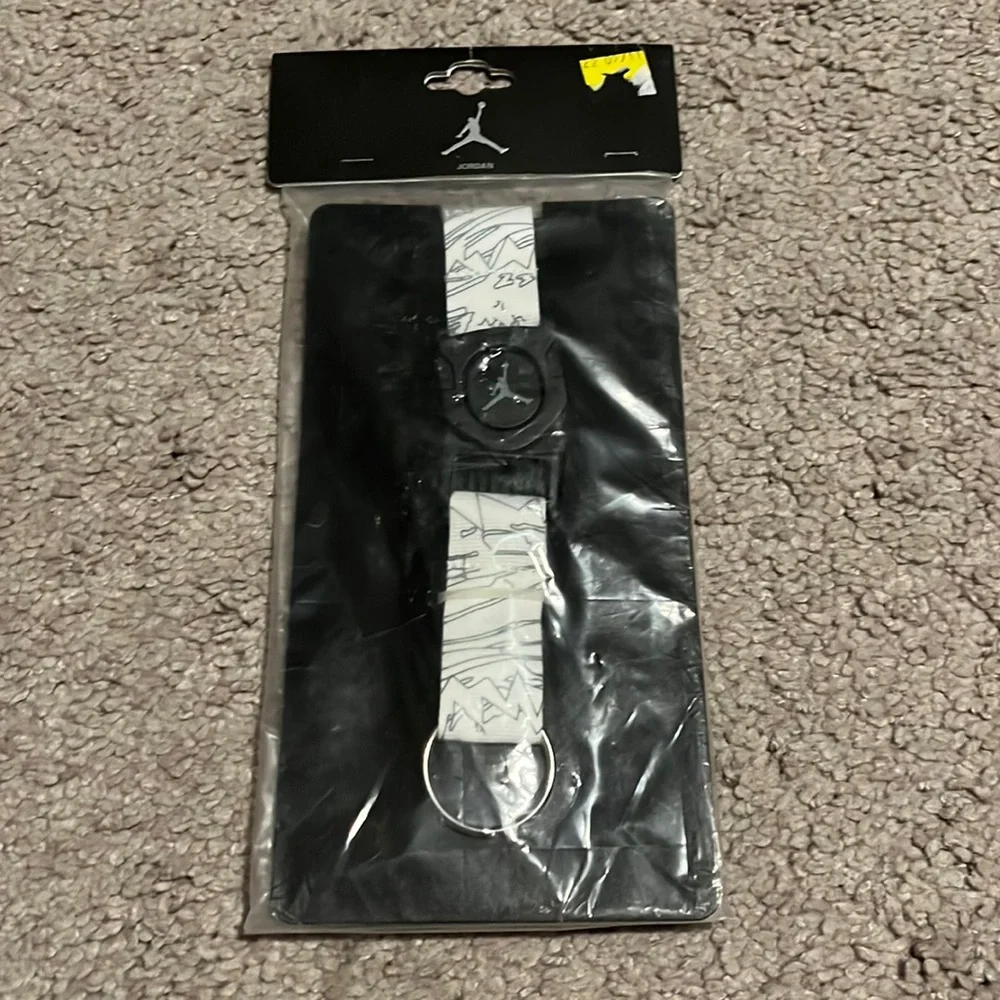 Nike Air Jordan Scribble Lanyard key FOB keychain ID holder white vintage new