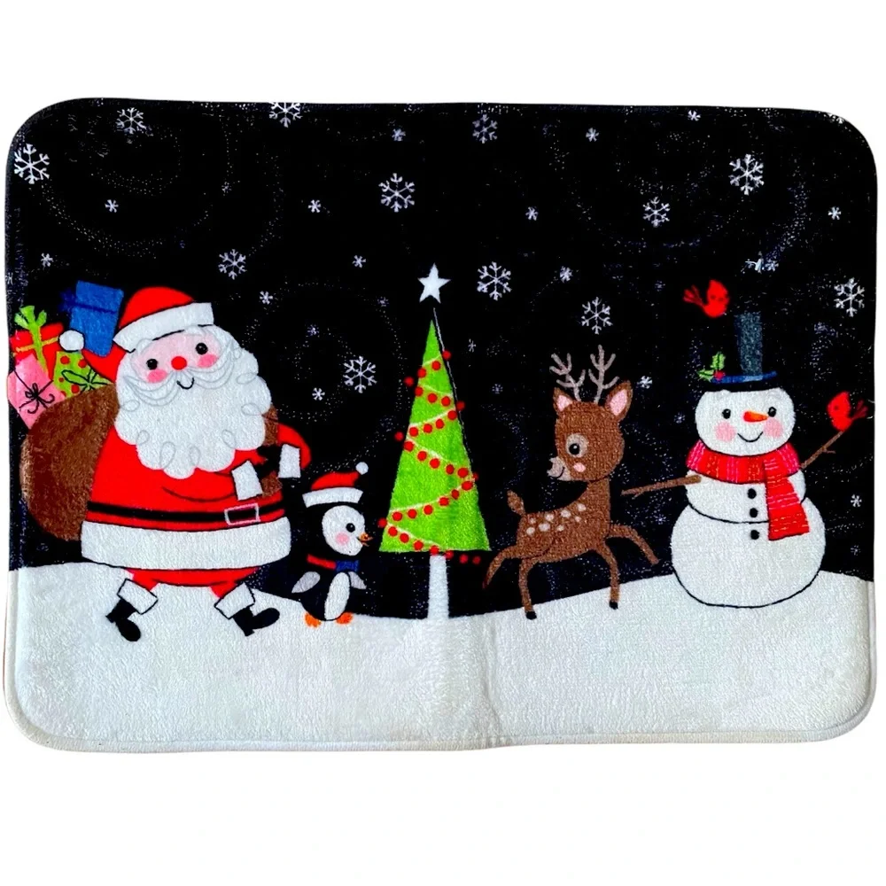 Christmas bath mat with Santa & Frosty the Snowman.