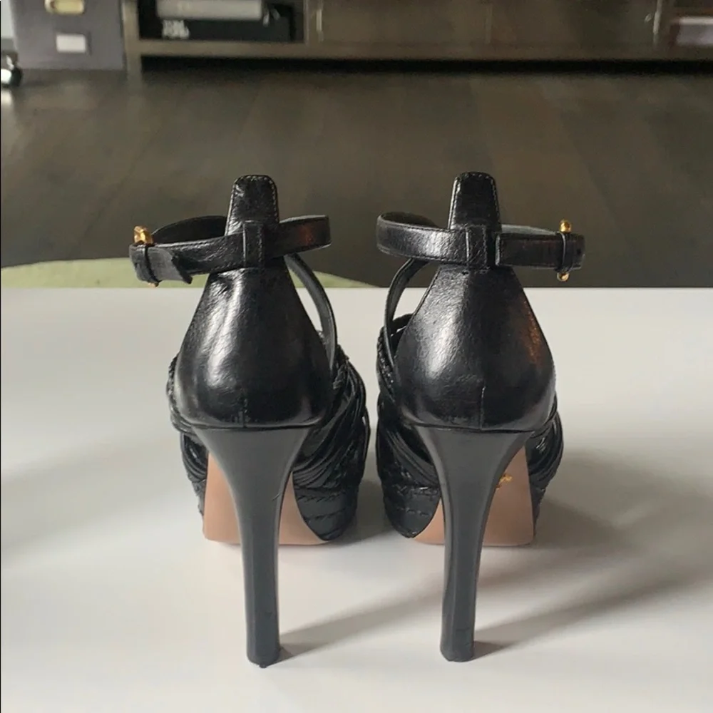 Prada Strappy Braided Platform Sandal heel