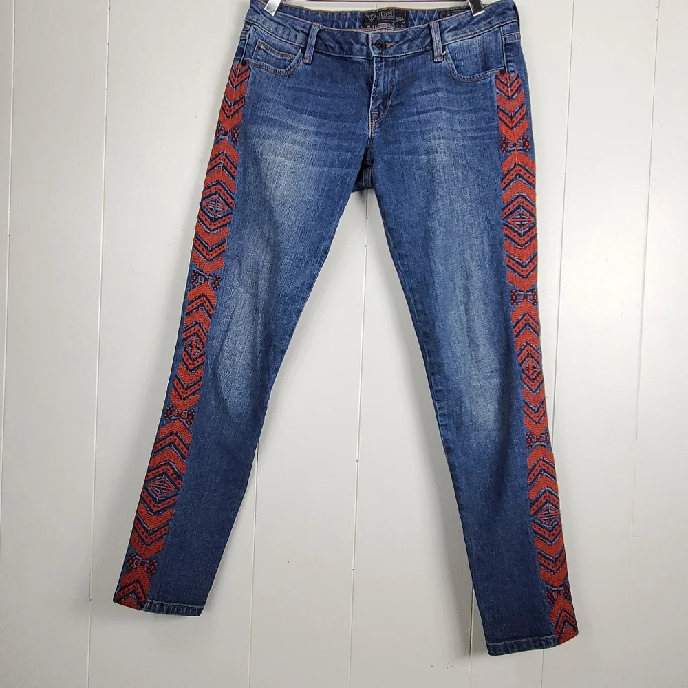Guess 1981 Beverly- skinny embroidered side jeans Size 29