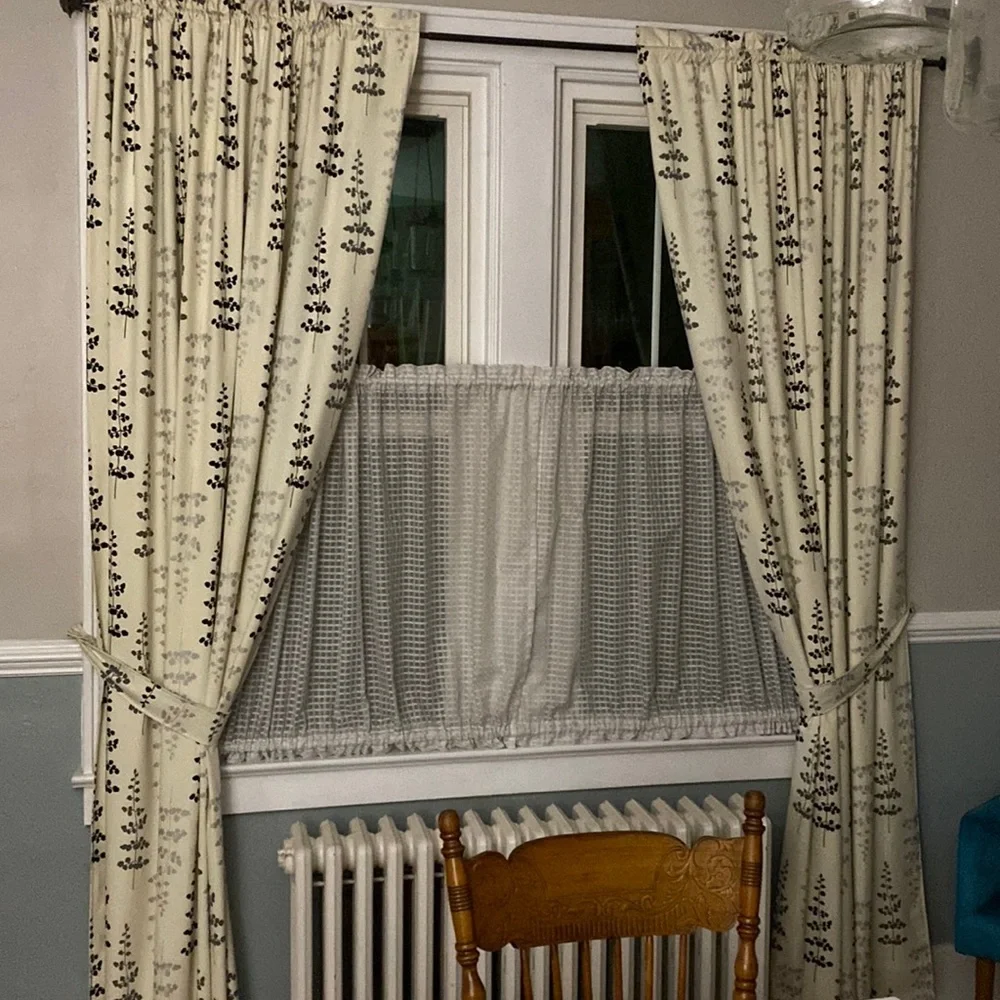 West Elm room darkening curtains -2 panels with tie backs