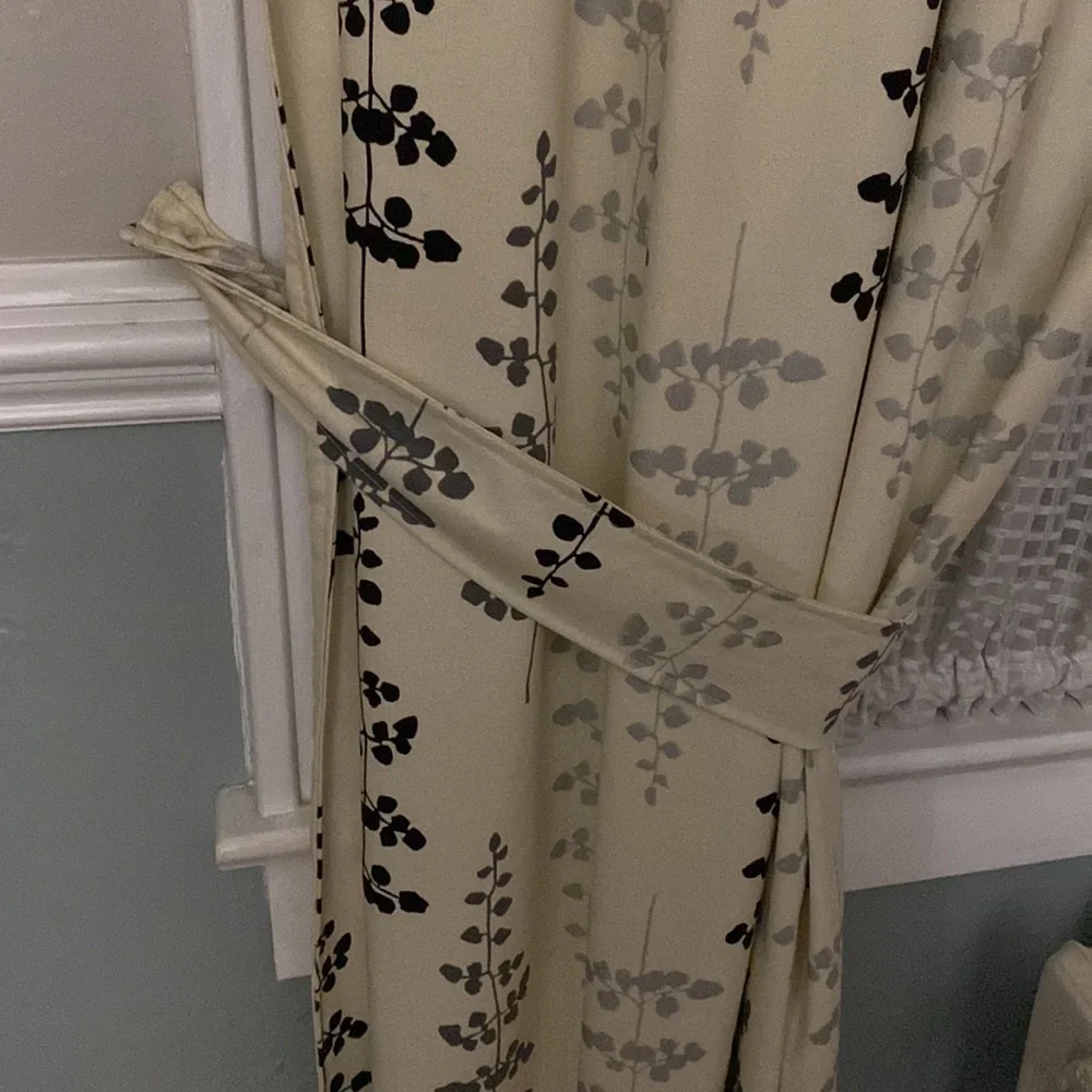 West Elm room darkening curtains -2 panels with tie backs