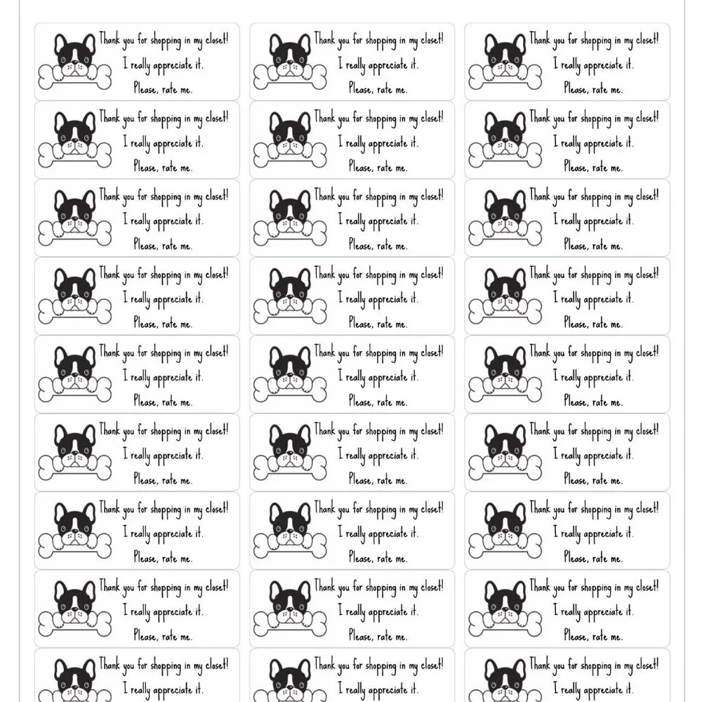 Thank You Stickers Dog Puppy Labels
