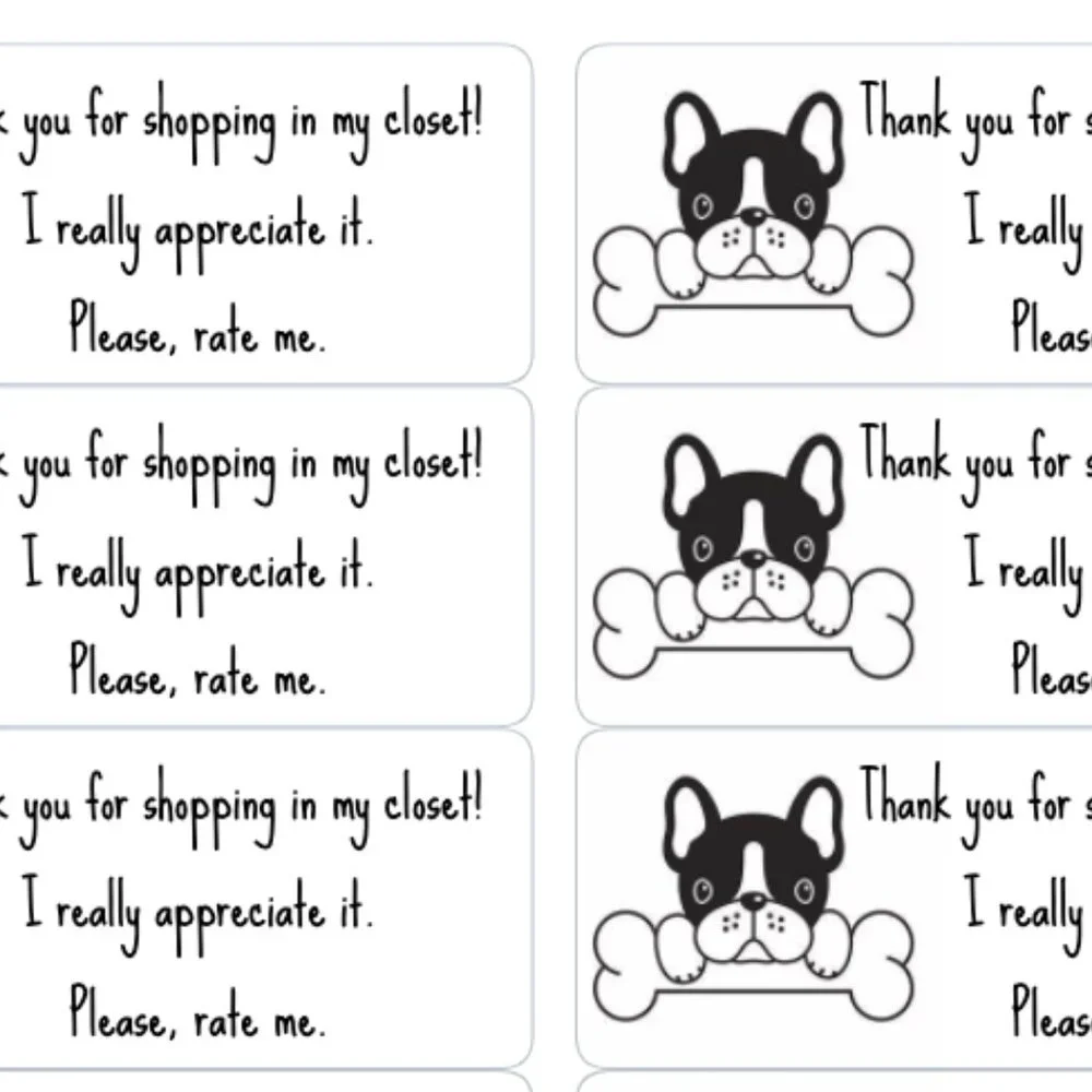Thank You Stickers Dog Puppy Labels
