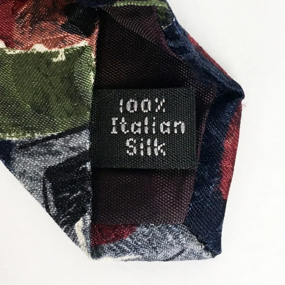 Halston Retro Abstract Navy Italian Silk Neck Tie