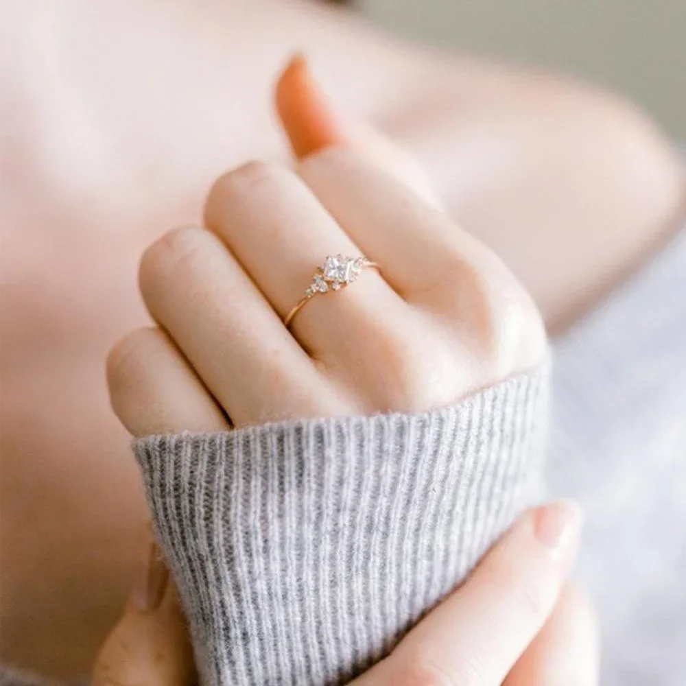 NEW Yellow Gold Princess Cut Square Diamond Engagement Ring