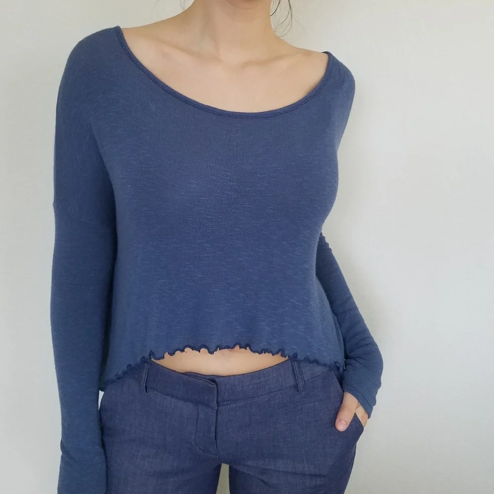 Blue Crochet Back Crop Top