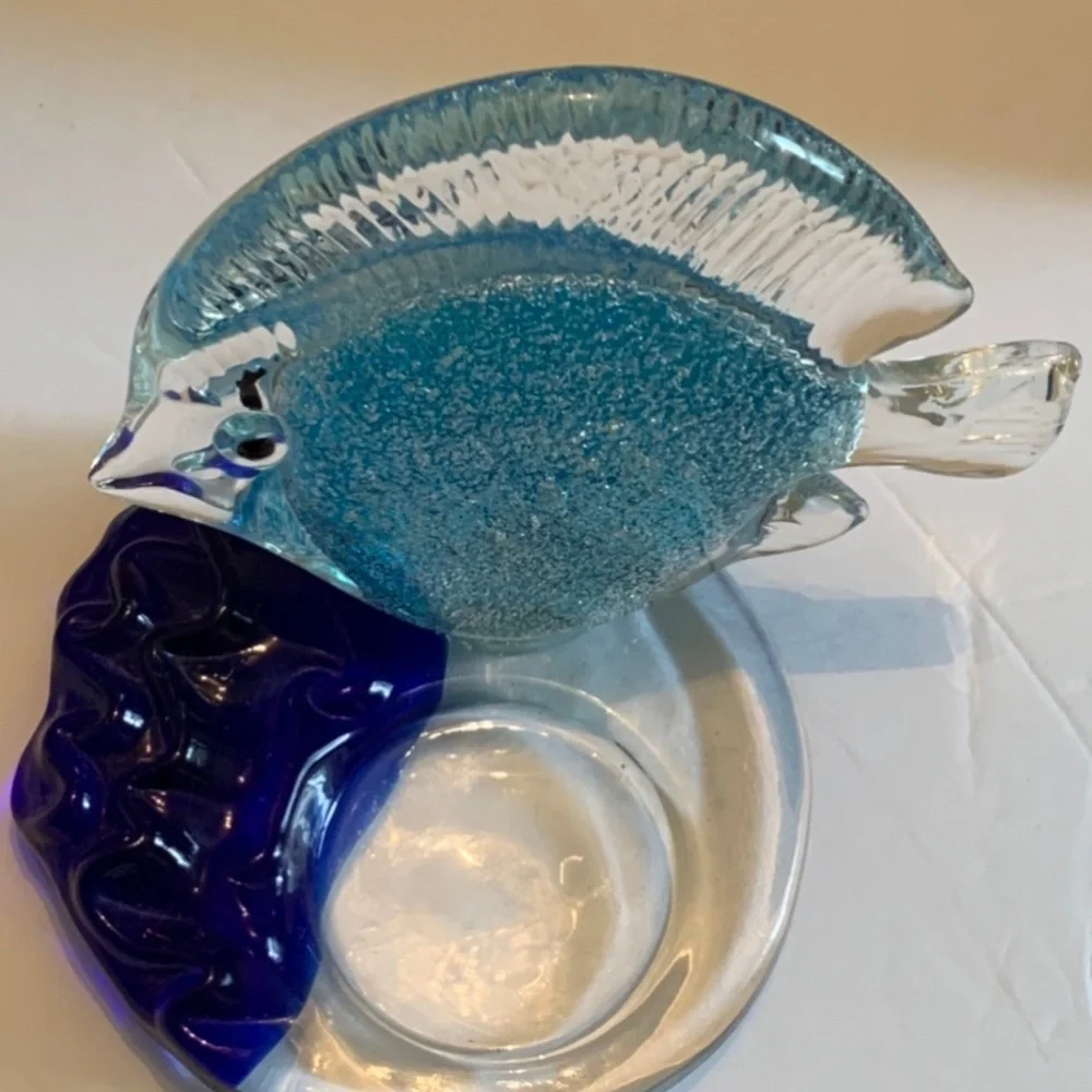 Art Glass Angel Fish Candle holder