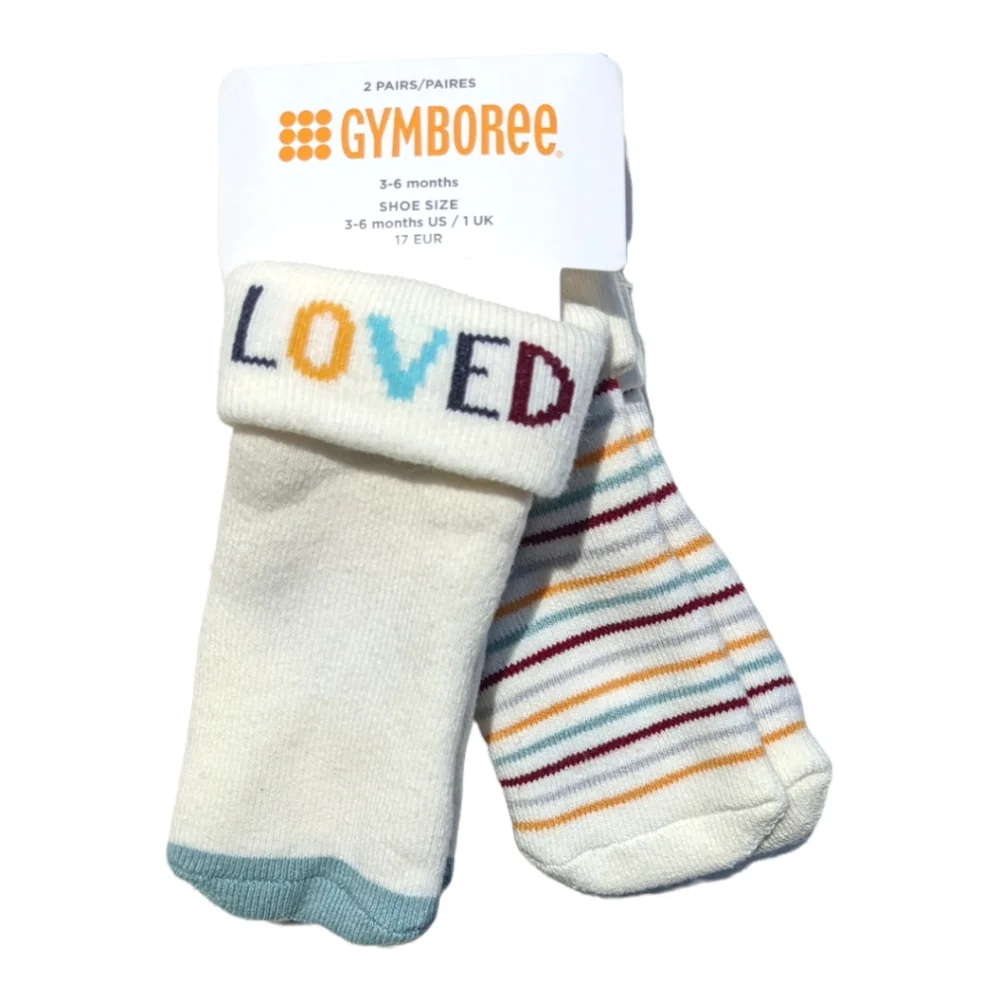 Gymboree 3-6m Loved/Striped Blue/Red Socks