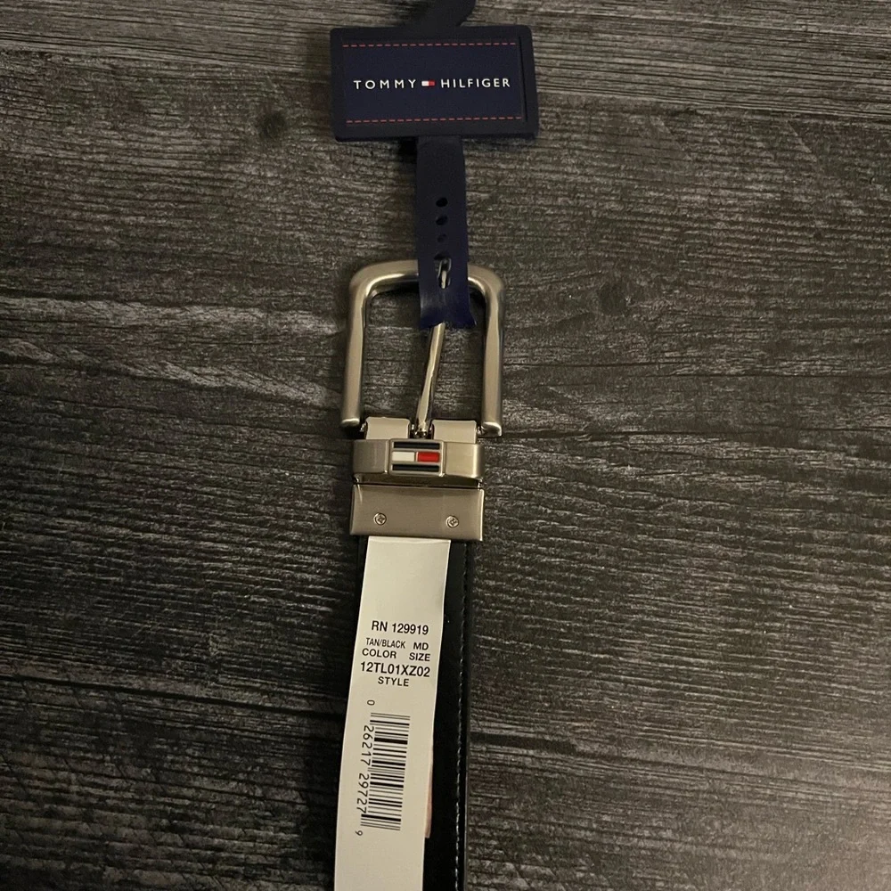 Tommy Hilfiger Faux Leather Reversible Belt Black Brown Size M 26-28