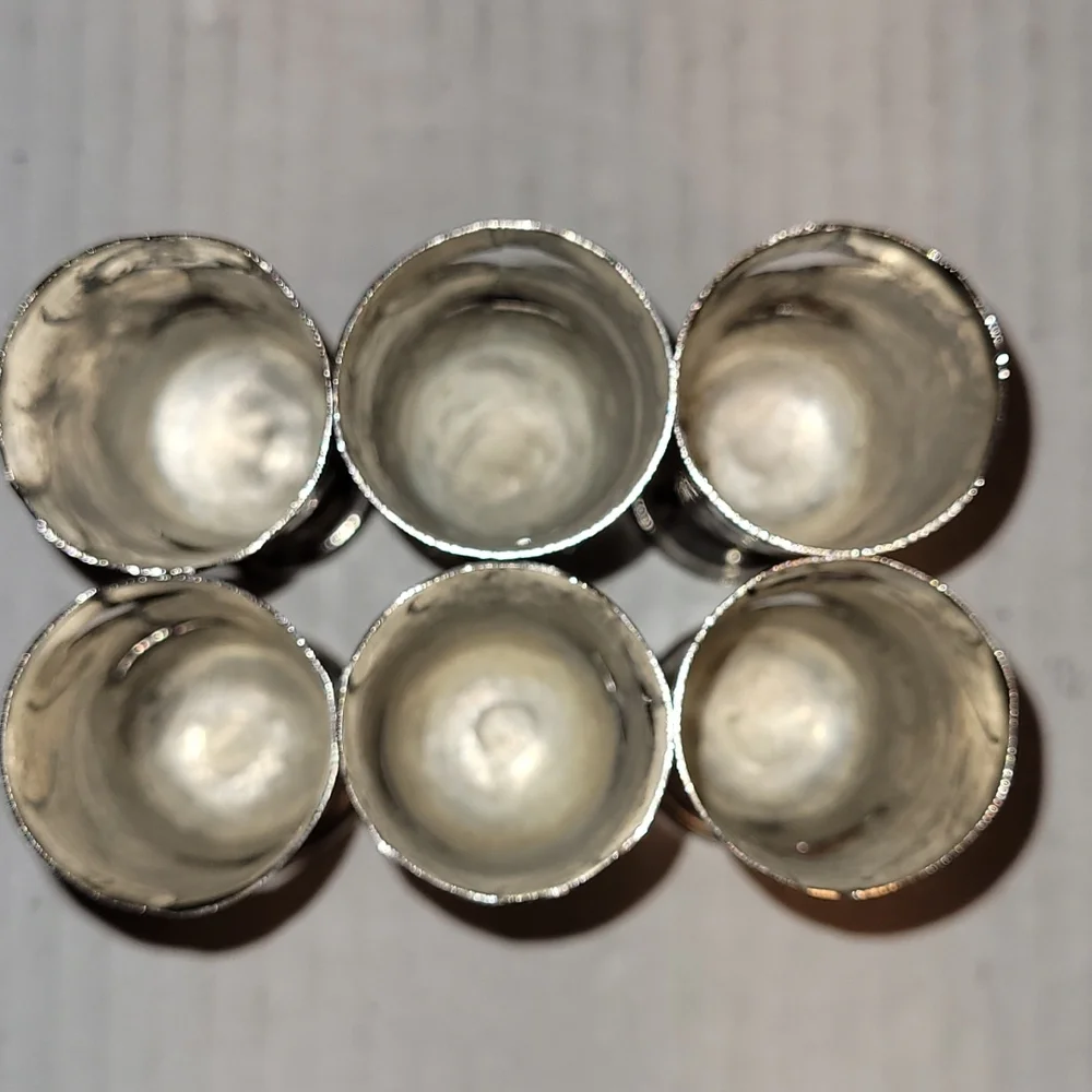 Set of 6 Vintage Mexican Silver / Alpaca Cordial Cages