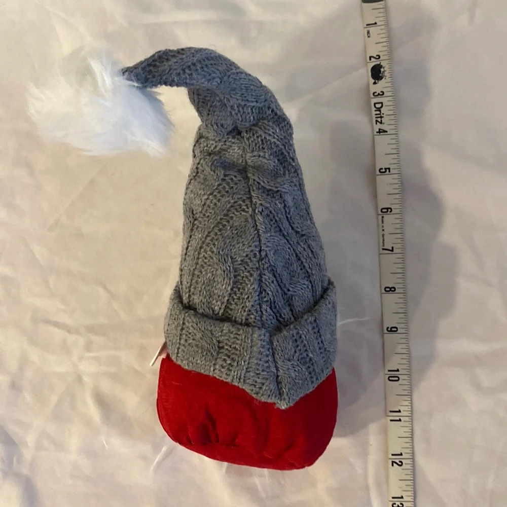 Nordic Gnome Doll Bean Bag Pom Button Nose Gray Knitted Hat