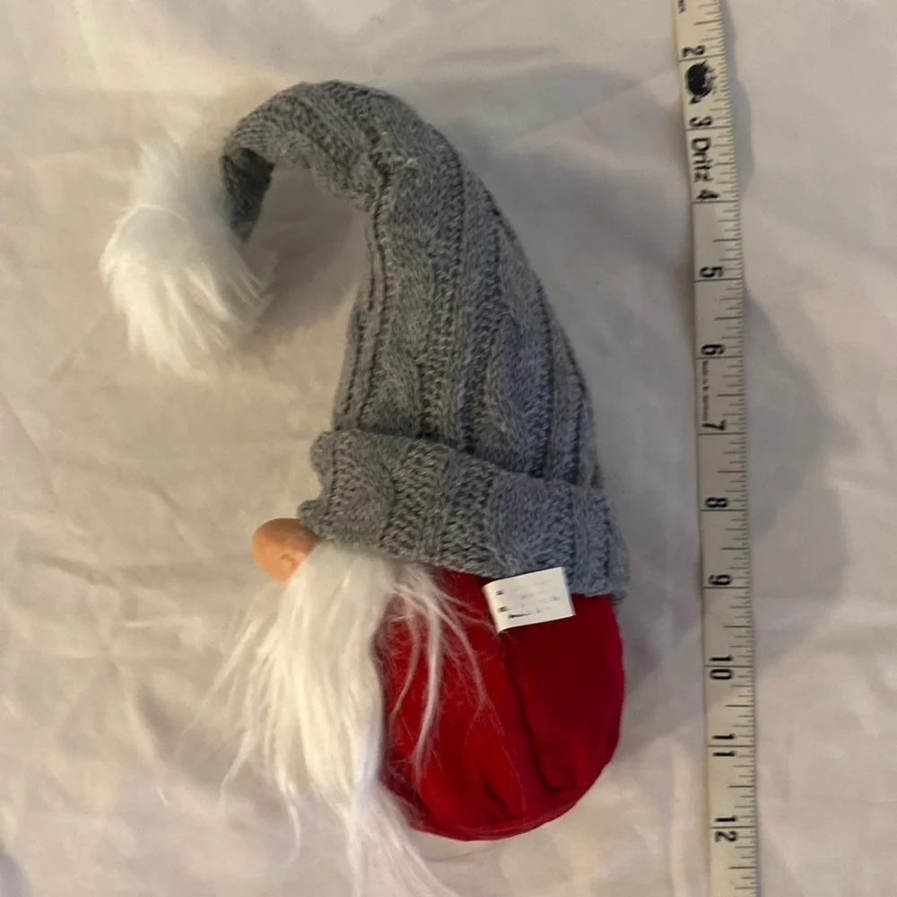 Nordic Gnome Doll Bean Bag Pom Button Nose Gray Knitted Hat