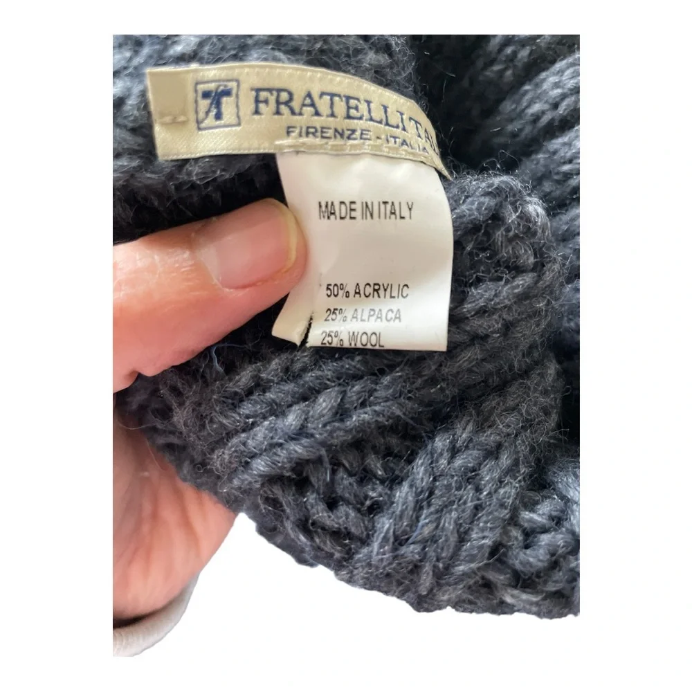 fratellitalli  Alpaca Wool Blend Knit Winter Hat Faux Fur Pom Pom