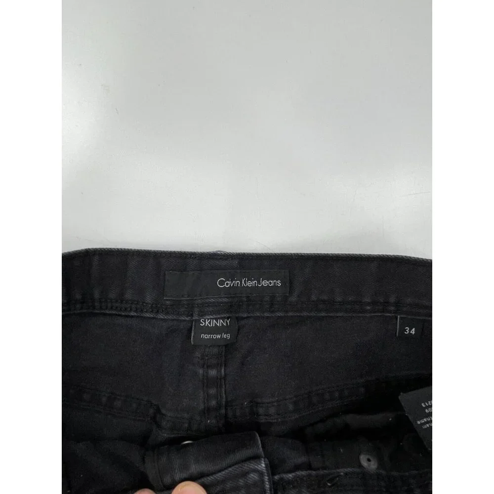 Calvin Klein Skinny Narrow Leg Women's Black Denim Button Fly Jeans Size 32Wx29
