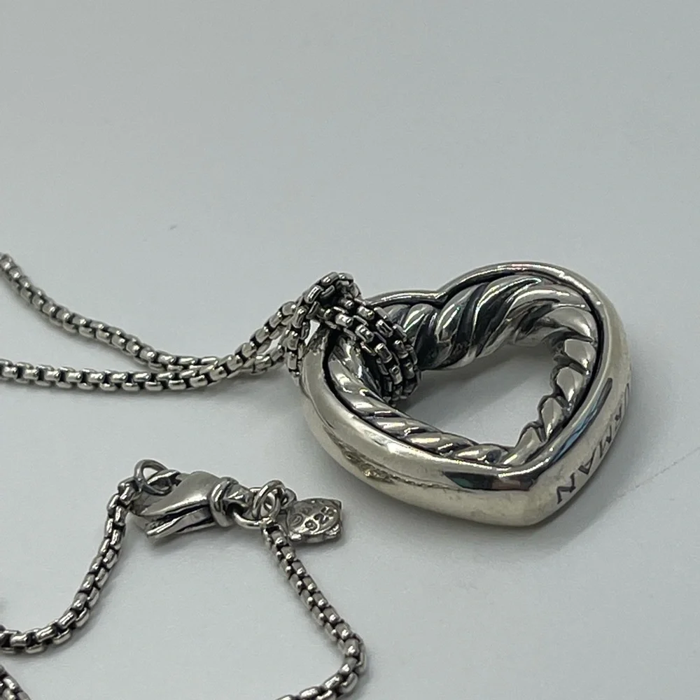 David Yurman Sterling Silver Heart Necklace