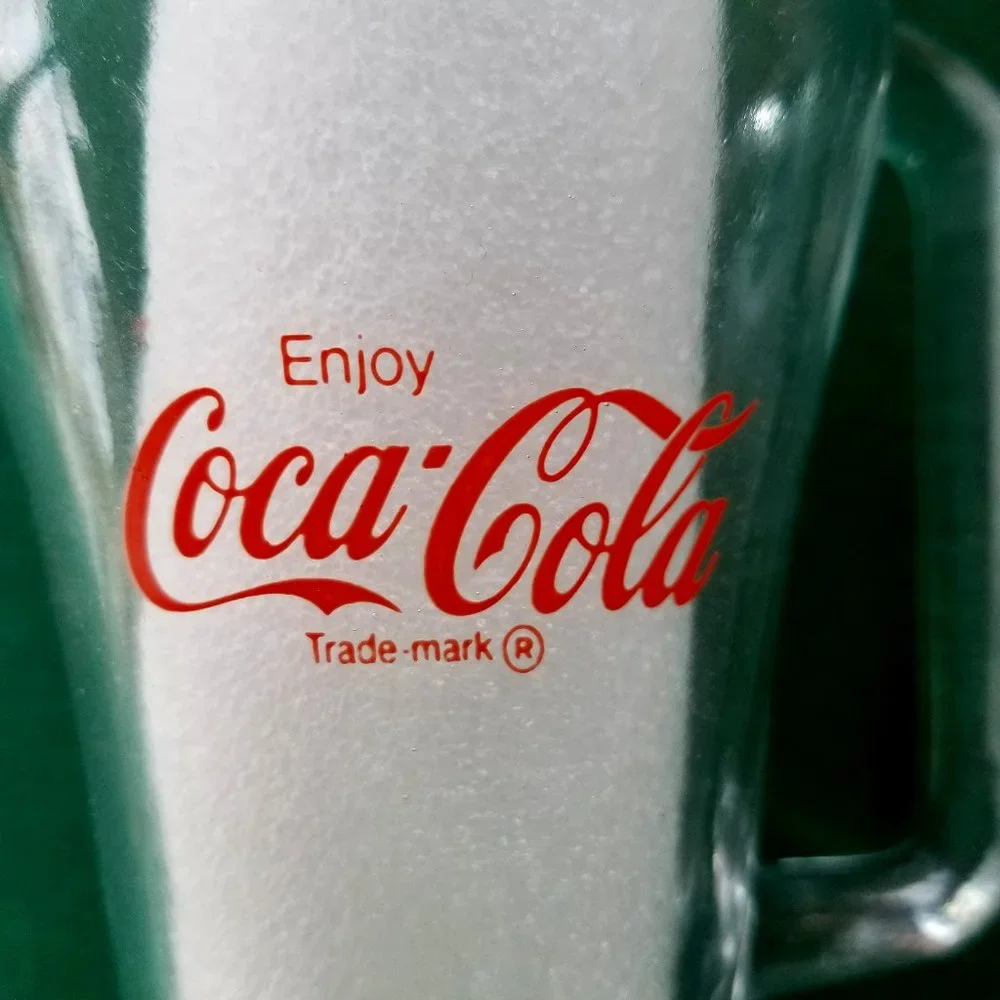 Vintage Coca-Cola Glass Mug Handle Red Lettering