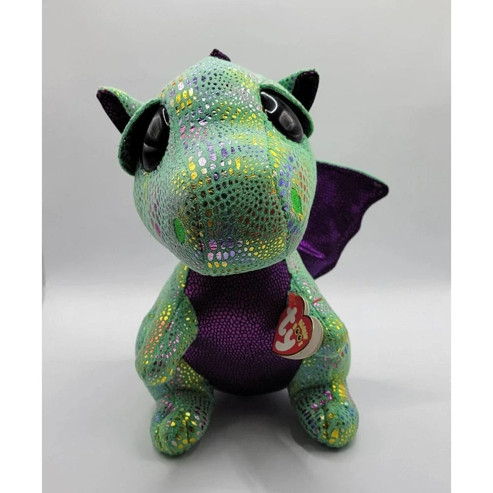 Ty Beanie Boo Cinder Green Iridescent Metallic Dragon 9