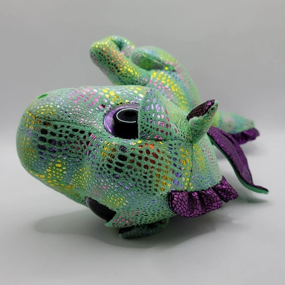 Ty Beanie Boo Cinder Green Iridescent Metallic Dragon 9
