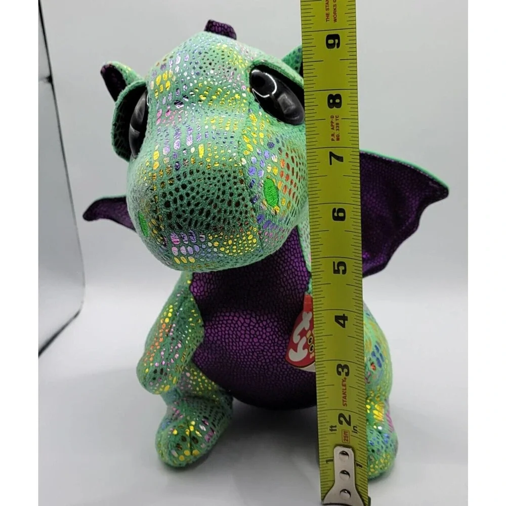Ty Beanie Boo Cinder Green Iridescent Metallic Dragon 9