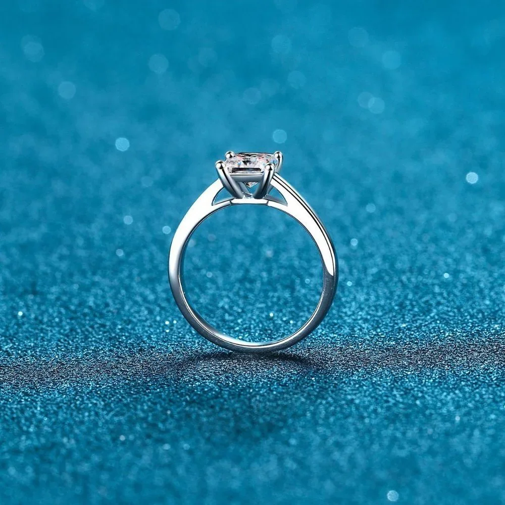 Certified 2ct. t.w. Moissanite Diamond Princess Cut Engagement Ring NEW