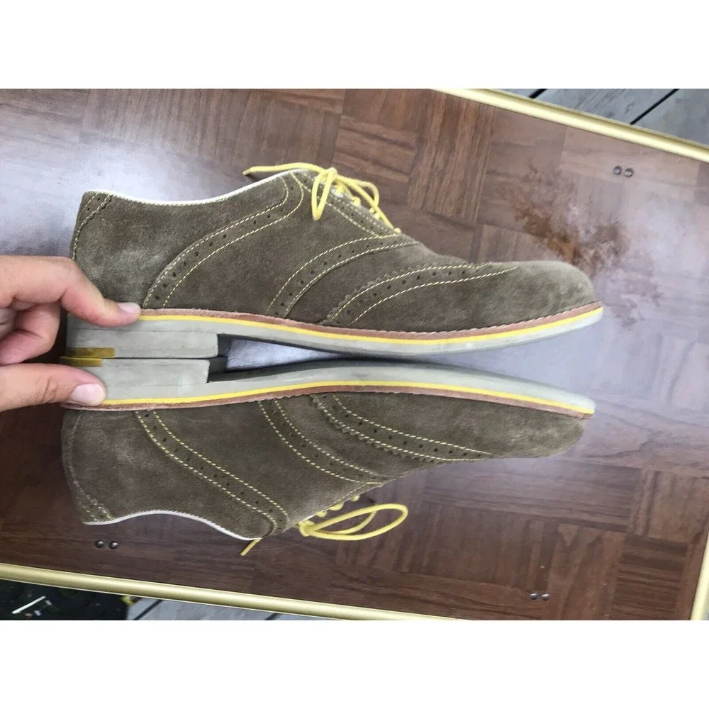 $135 Johnston & Murphy Lace Up Brown Suede Leather Shoes Oxford Men 10.5 M
