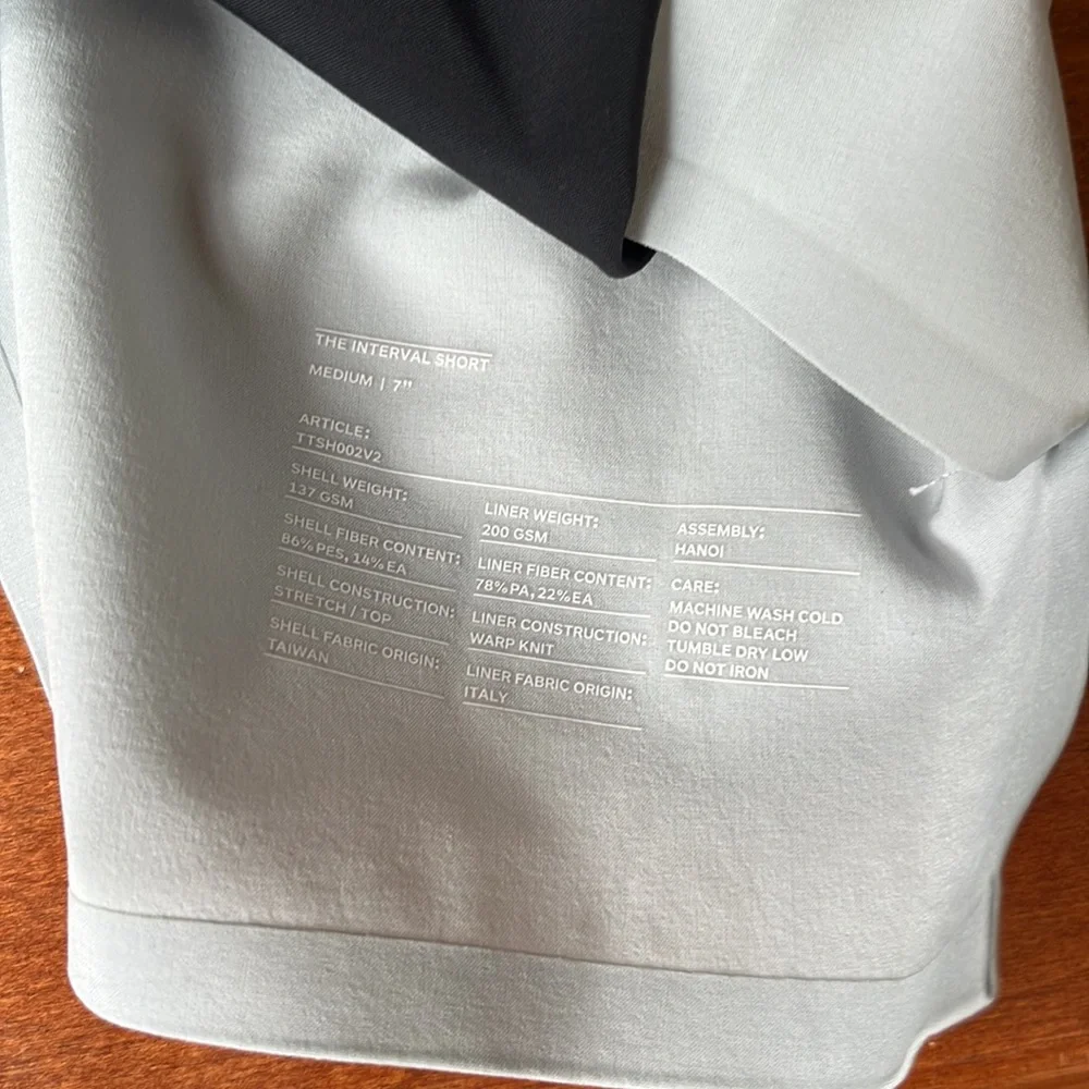 NWOT Ten Thousand Light Gray Interval Short (Liner) 7