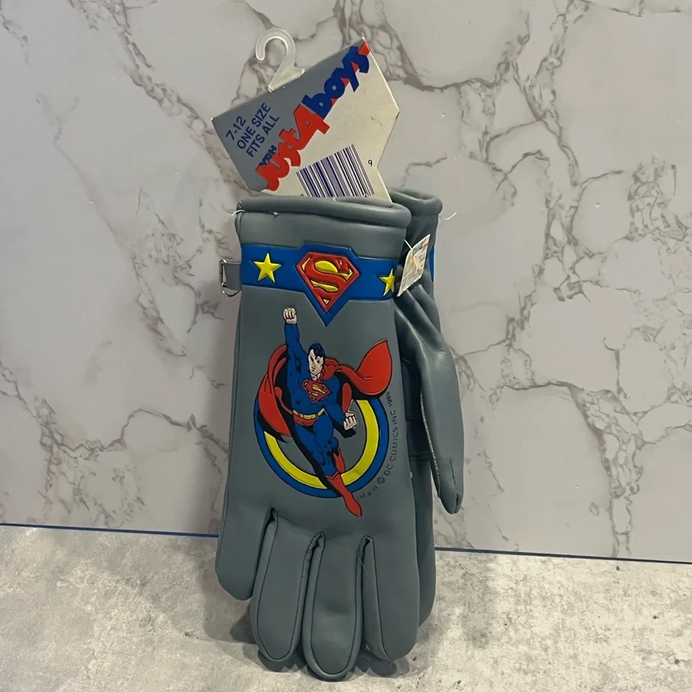 Superman DC Comics 1986 RARE kids boys gloves vintage