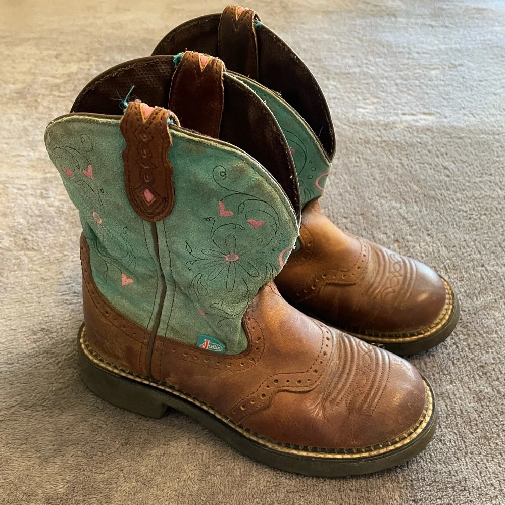 Justin Boots Girls Embroidered Boots