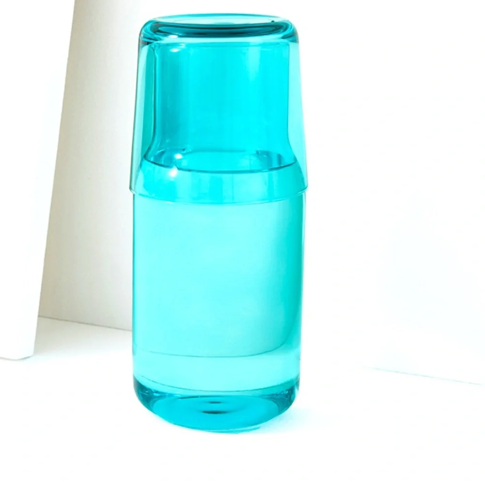 JONATHAN ADLER BIBA Blue Glass Bedside Carafe & Cup Set NIB