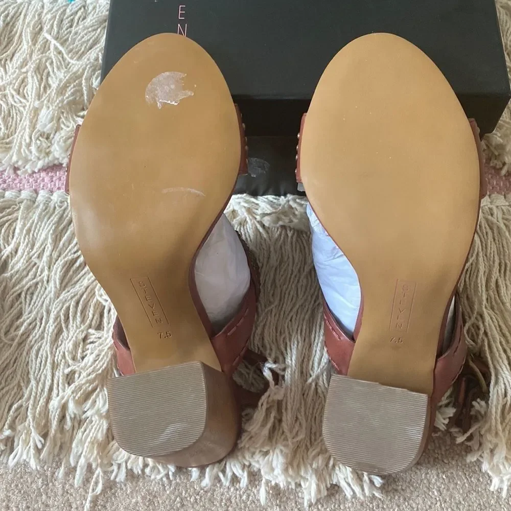 Steven by Steve Madden Carsenn Cognac Studded Leather Heels