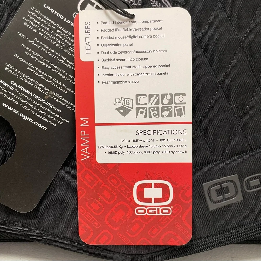 🆕 OGIO Vamp M Covert Black Laptop Case Messenger Bag - Verizon Wireless logo