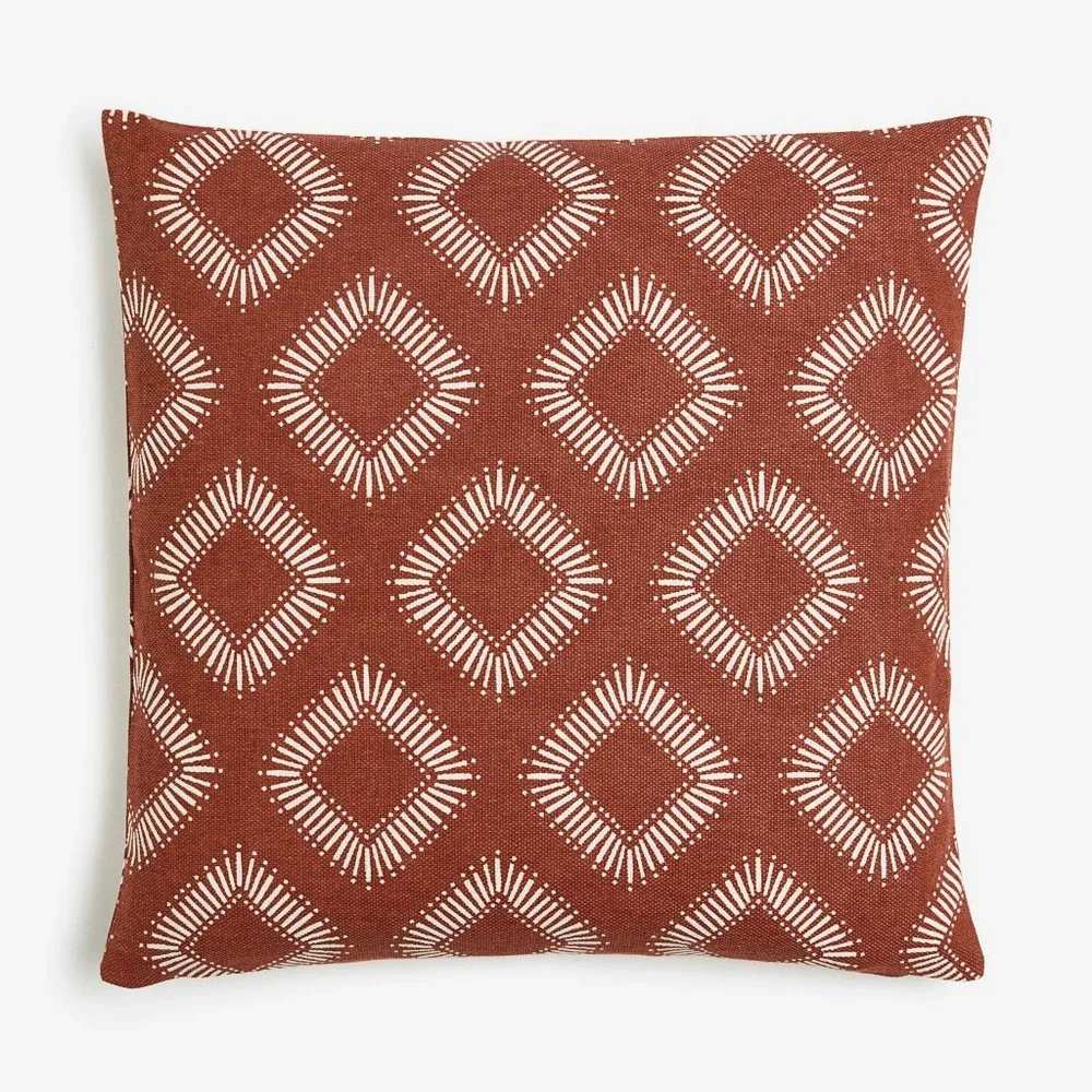New West Elm Red & White Boho Geometric Throw Pillow Cover Case | Sham 20