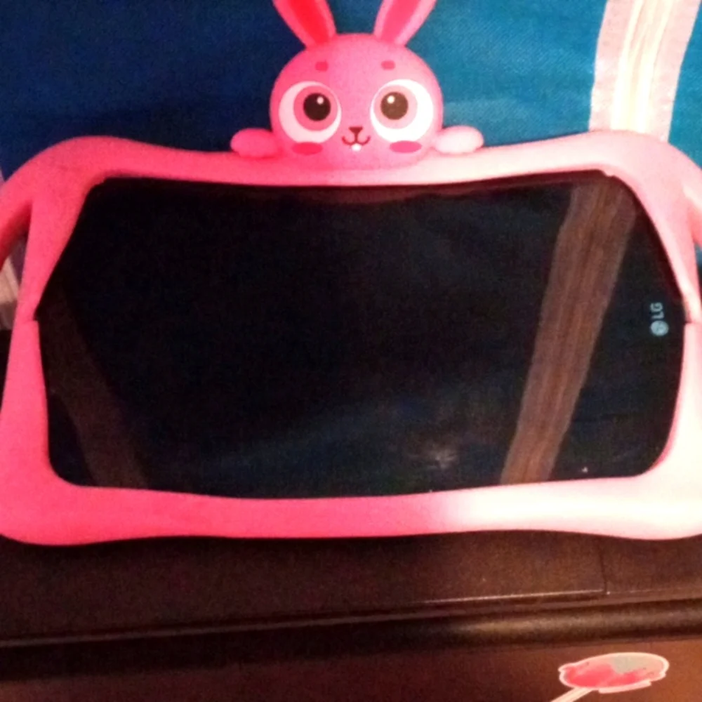 Pink tablet case silicone with grip handles on each side littlest petshops