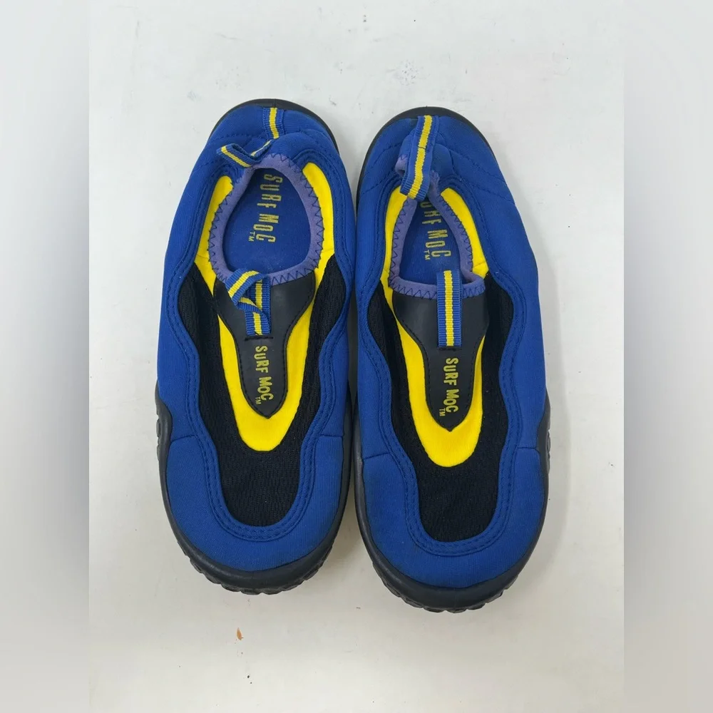 Surf Moc Beach Shoes Mens 4 Blue Black & Yellow Water Used Great Condition GHO0.