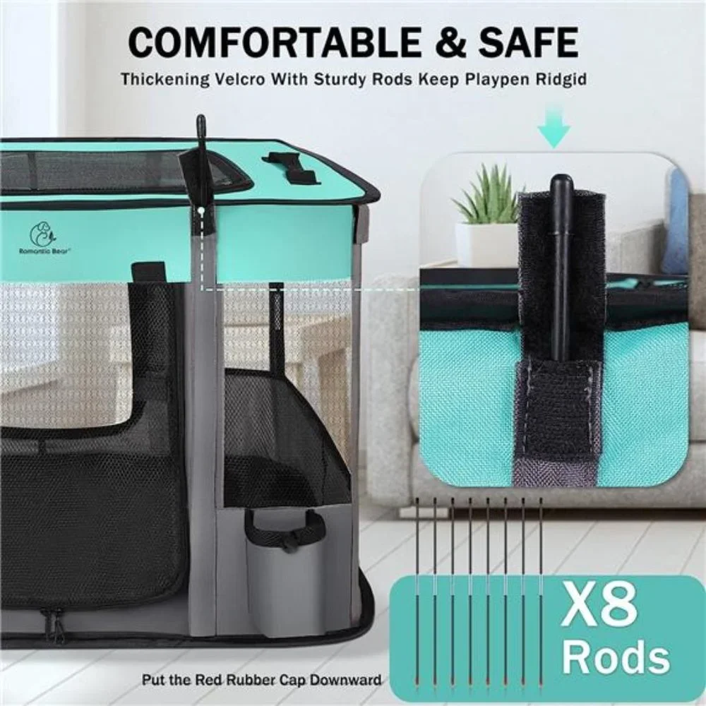 Foldable Dog Cat Playpens, Portable Exercise Kennel Tent Water-Resistant, Green