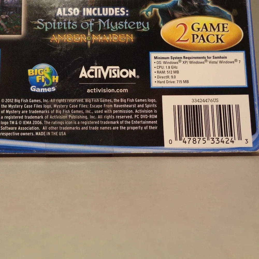 MYSTERY CASE FILES: ESCAPE FROM RAVENHEARST / 2 Games New PC DVD-ROM Video Game