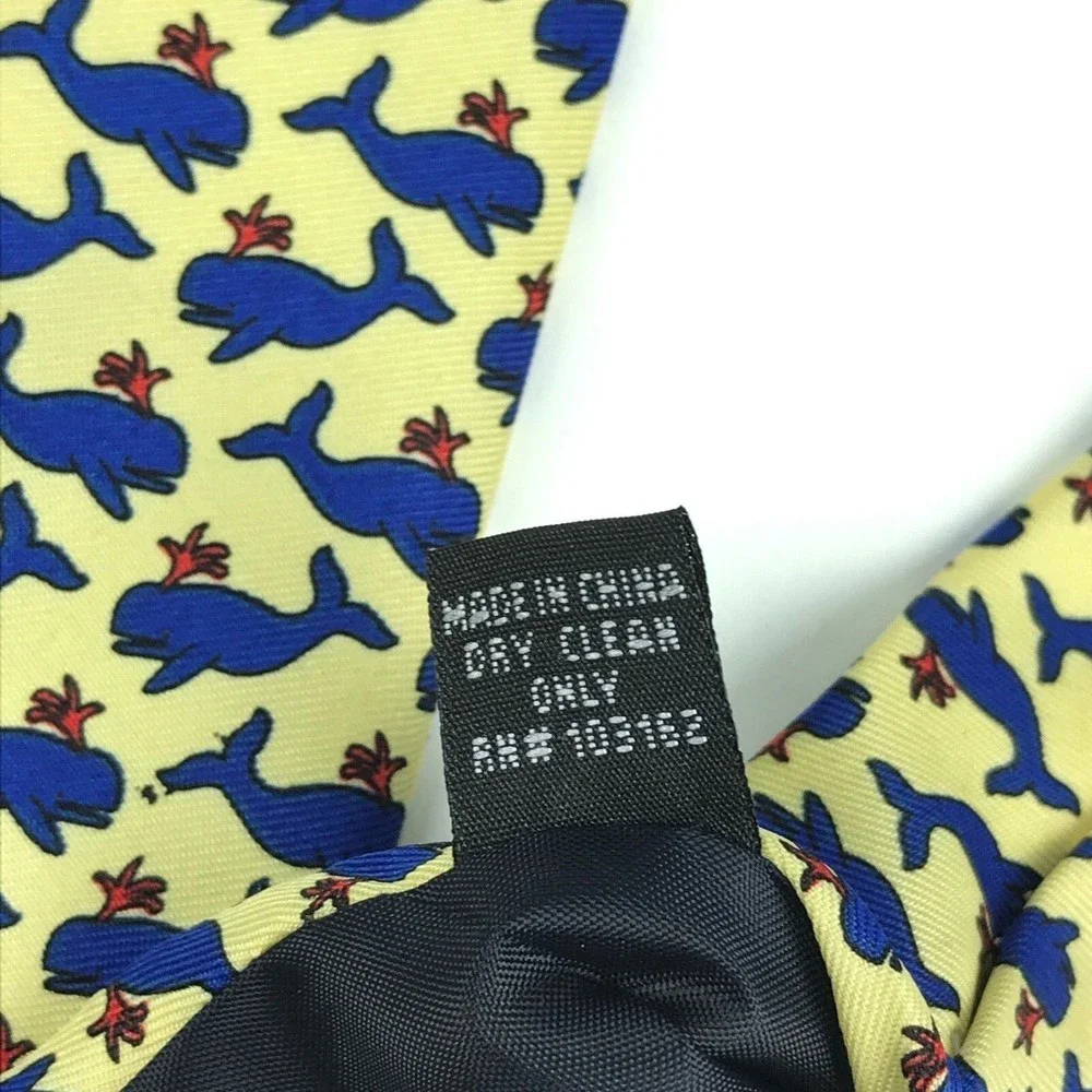 Utopia Tie Handmade Yellow Blue Whale Animal Pattern Ocean Sea Life Necktie 57