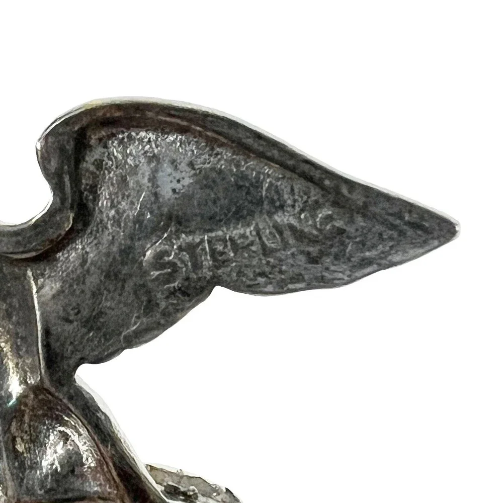 Sterling & Gold Filled WWII Vtg US Marine Officer Dress Pin Collar Insignia READ