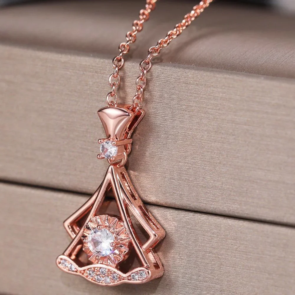 💥Shiny Unique Shape Rose Gold Plated Necklace for Women, MARR9003