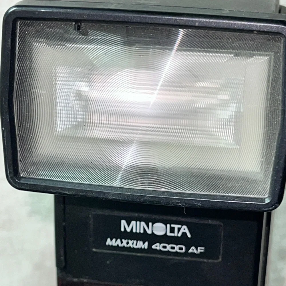 Vintage Japanese Minolta XGM SLR Film Camera with Zoom Lens & Minolta Flash Unit