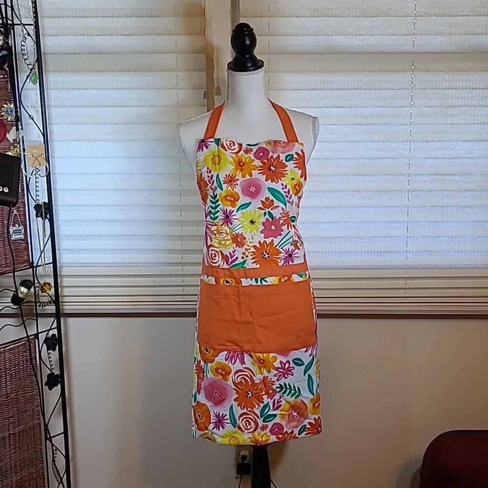 PAPER SOURCE FLORAL APRON With Pockets Kitchen Cooking Crafts Hobbies