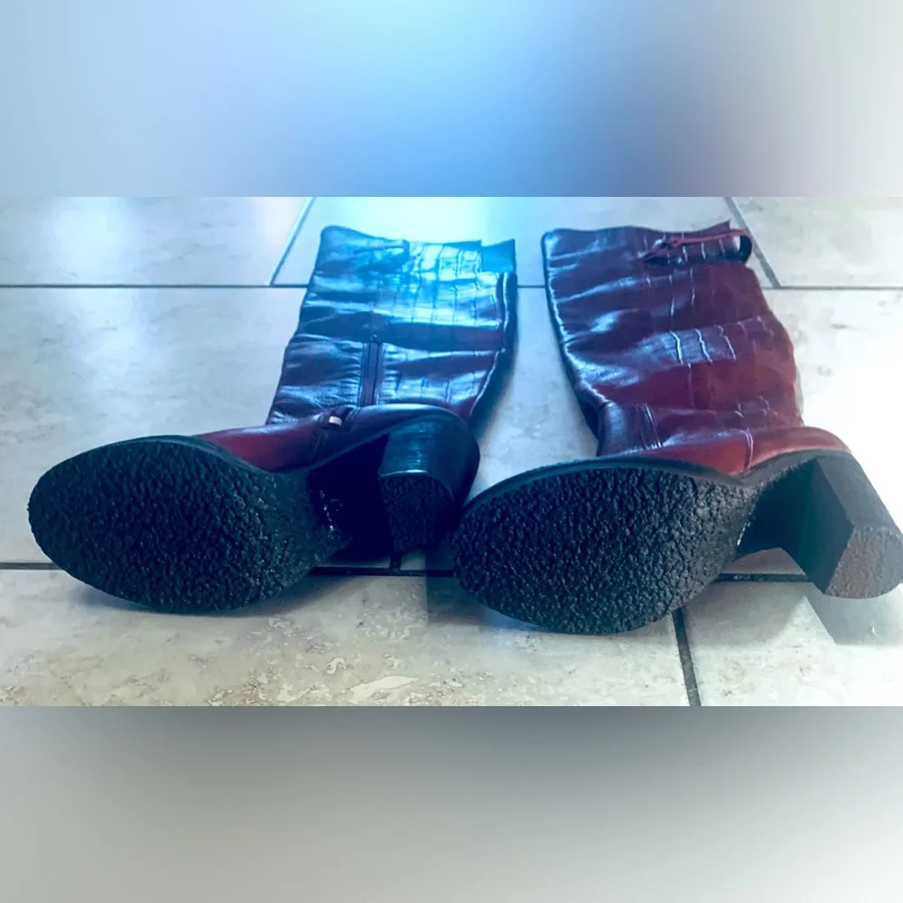 ❤️Free People-Dark Red Leather Above Knee Boots-NWOT❤️