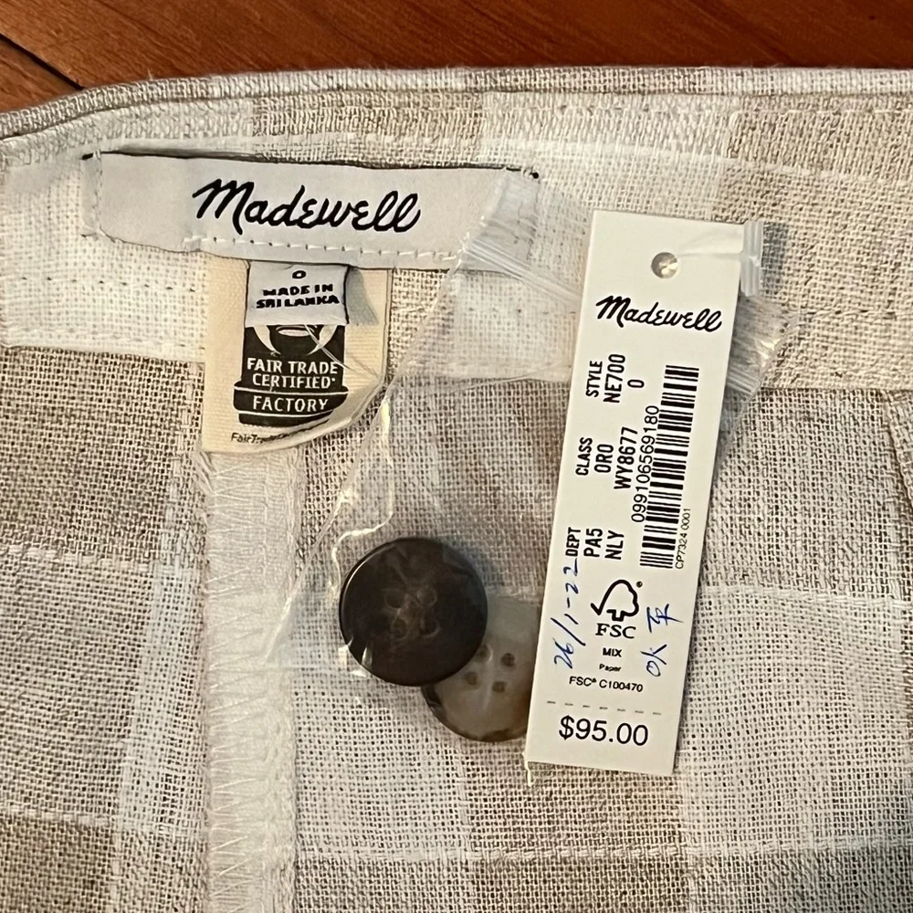 NWT - Madewell Linen-Blend Tulip-Hem Mini Skirt: Undyed Edition - Size 0