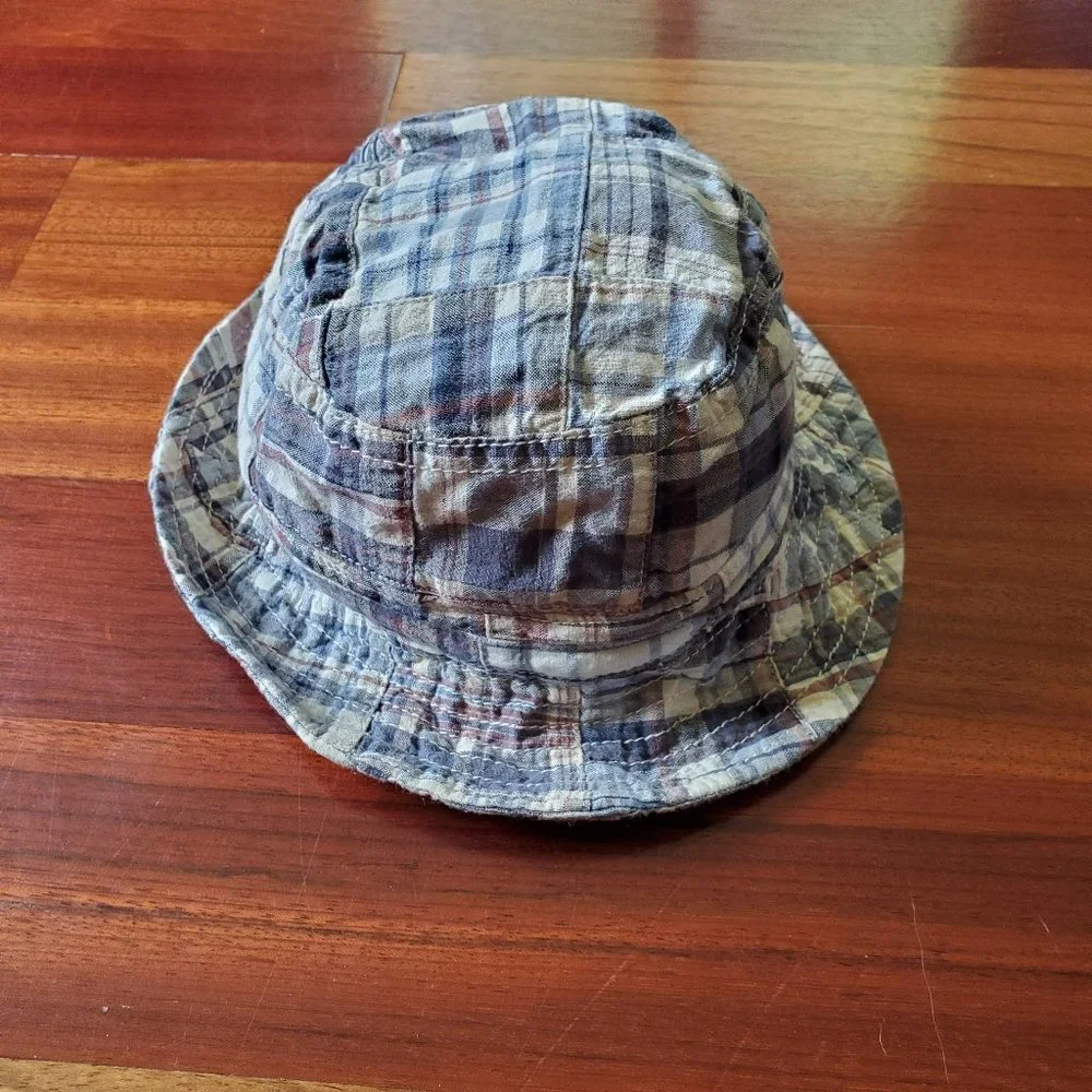Baby Gap Blue/Gray Plaid Beach Hat 12-18 Months